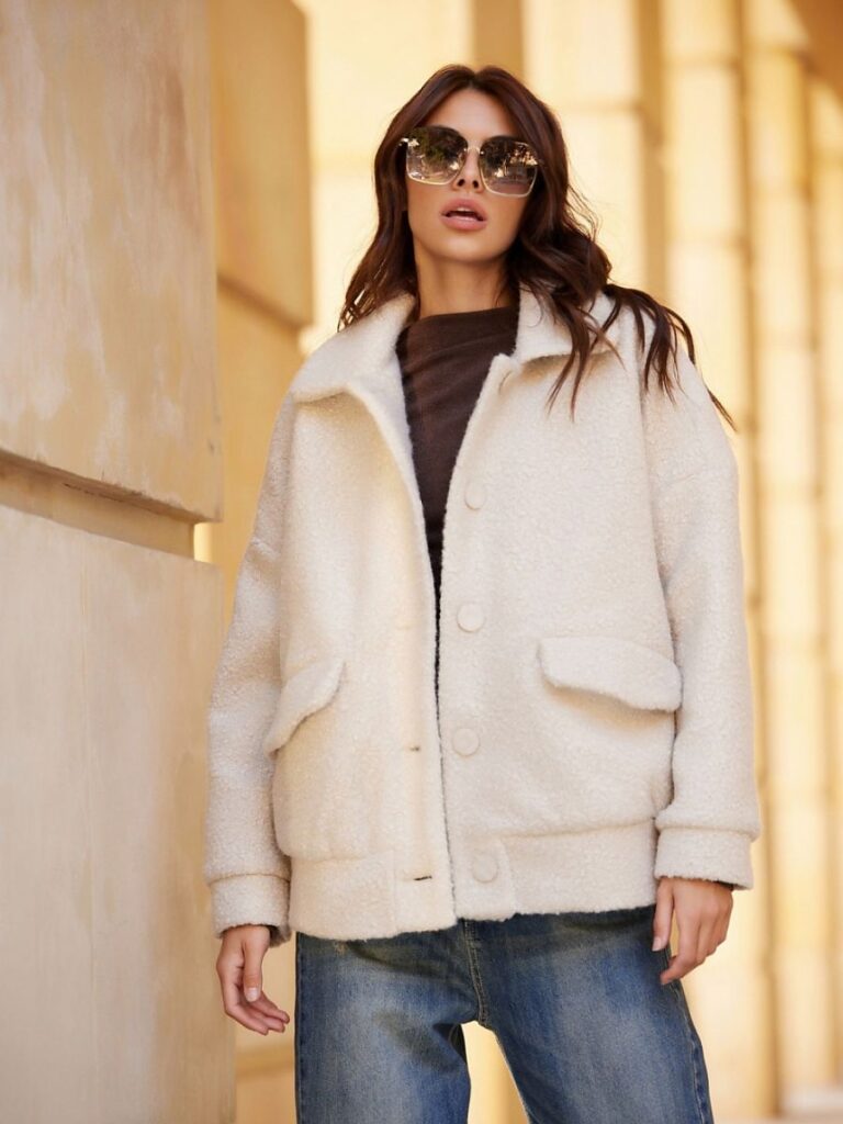 Kurtka Damska Ivon BEJ KUR0027 beżowy baranek