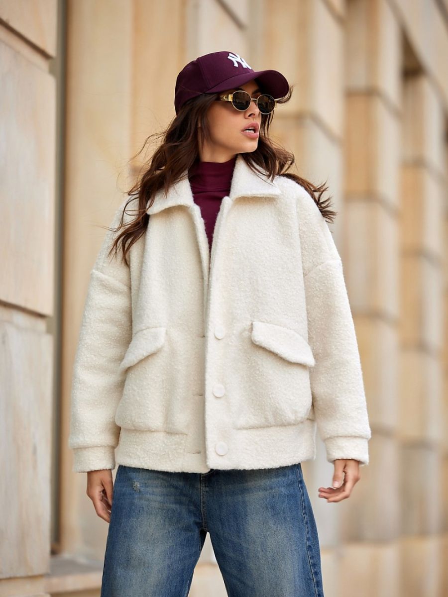Kurtka Damska Ivon Ecru, baranek Roco Fashion