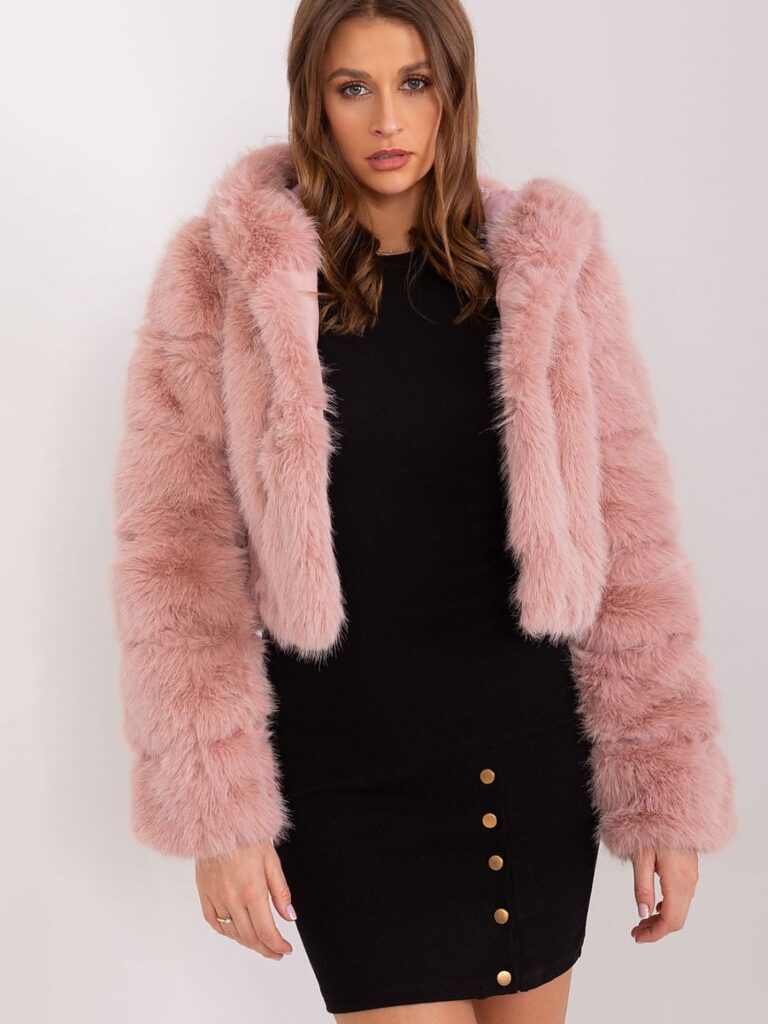 Kurtka Damska AT-KR-2378.96P Light Pink, futrzana