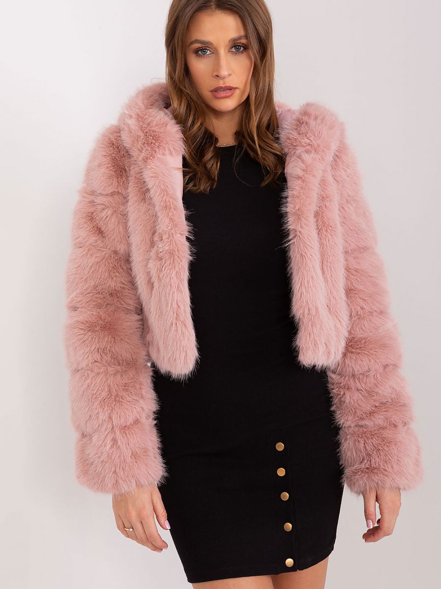 Kurtka Damska AT-KR-2378.96P Light Pink, futrzana