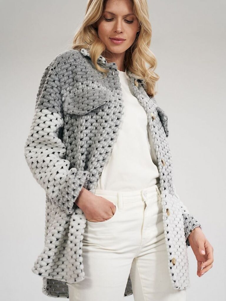 Kurtka Damska Model M857 Grey Pasy Figl