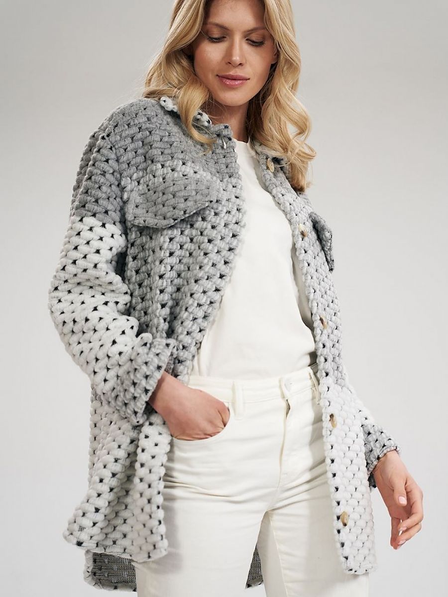 Kurtka Damska Model M857 Grey Pasy Figl