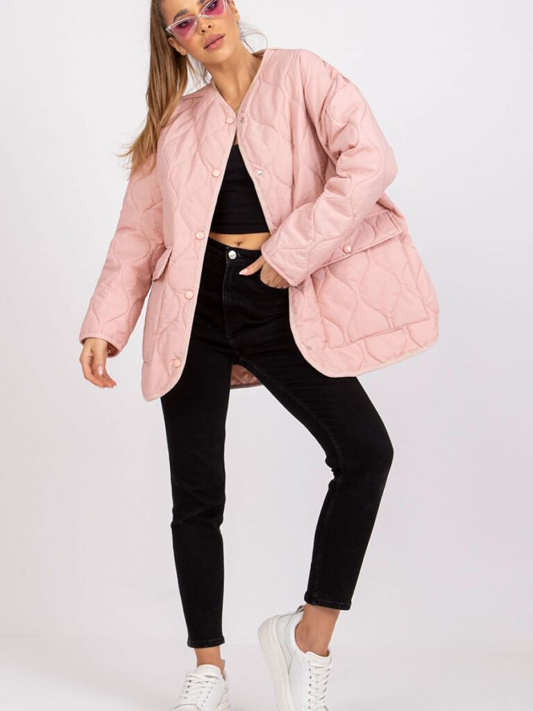 Pikowana kurtka damska RV KR 00195P Light Pink