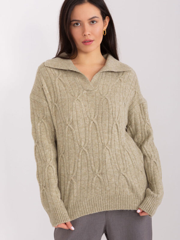 Sweter Damski Model AT-SW-2349-2.27 Khaki - AT