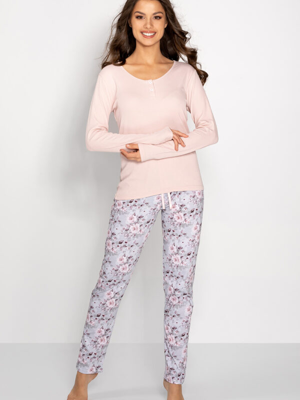 Piżama Damska Model Margarita 223785 Pink/Grey - Momenti Per Me