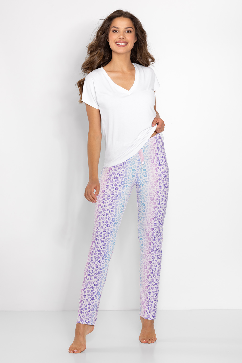 Piżama Damska Model Coco 223809 White/Lila - Momenti Per Me