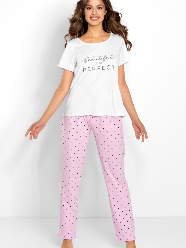 Piżama Damska Model Flawless 170006 White/Pink - Momenti Per Me