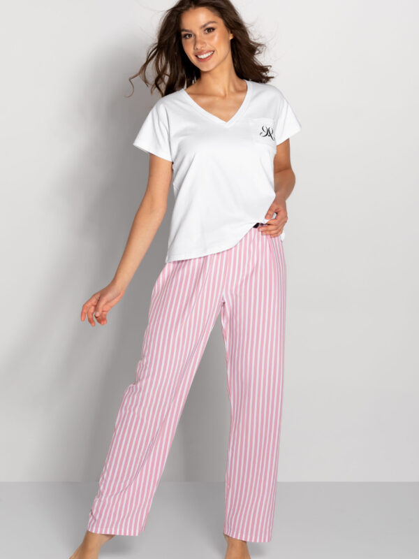 Piżama Damska Model Jennifer 223533 White/Pink - Momenti Per Me