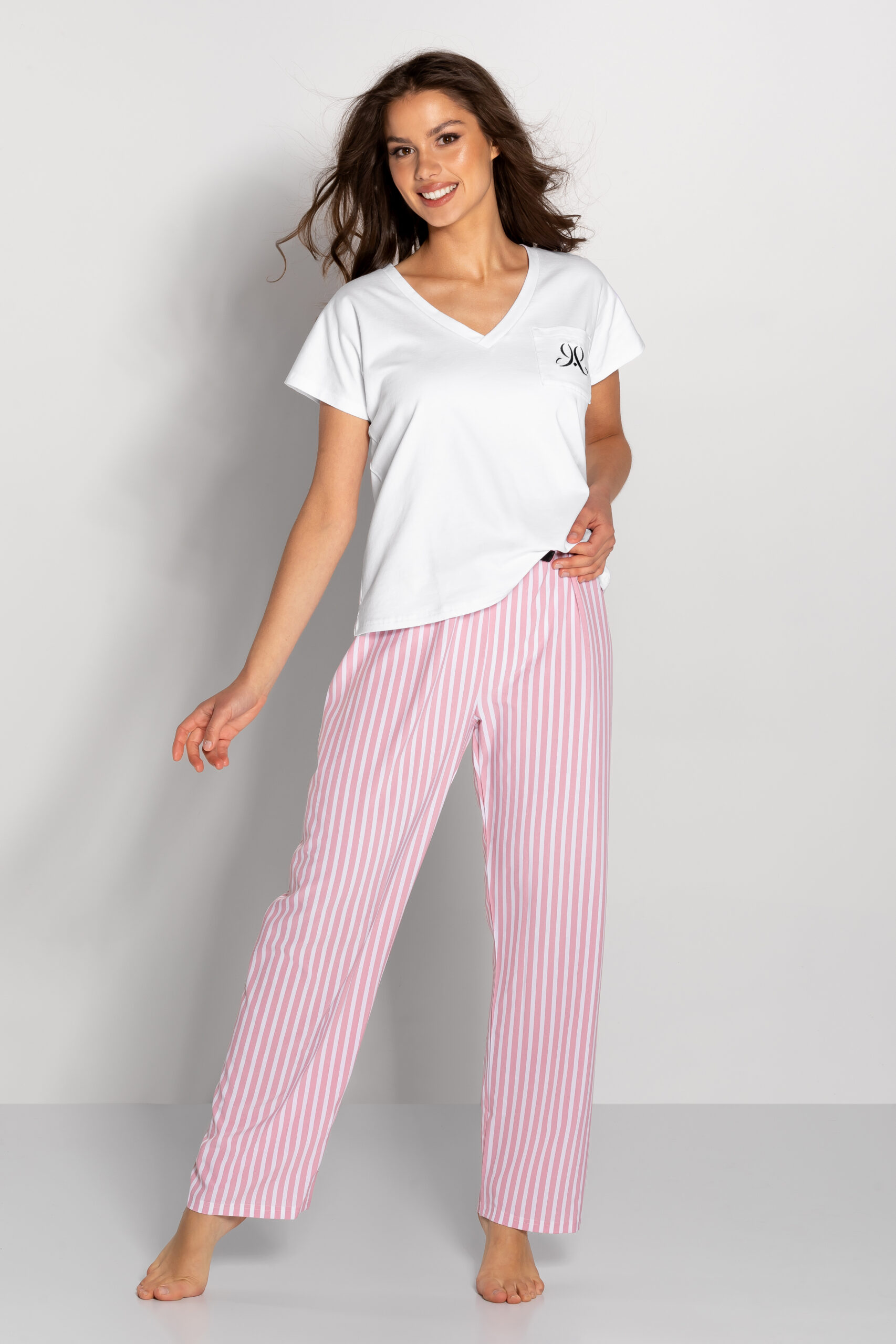 Piżama Damska Model Jennifer 223533 White/Pink - Momenti Per Me