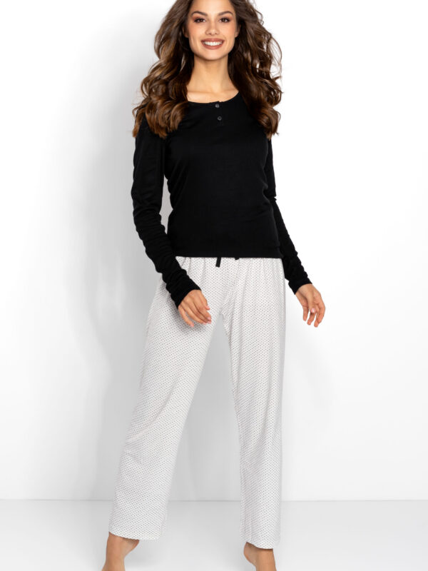 Piżama Damska Model Naomi 223401 Black/Ecru - Momenti Per Me
