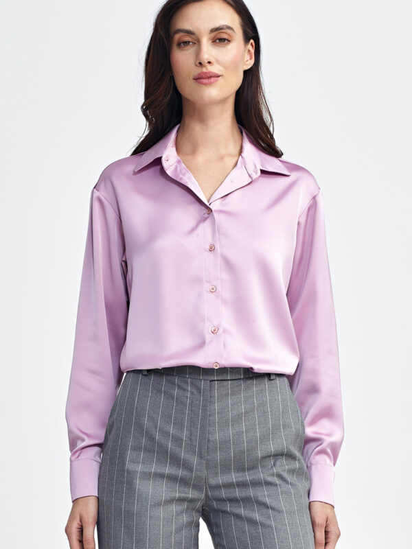 Satynowa koszula body K80 Pink - Nife