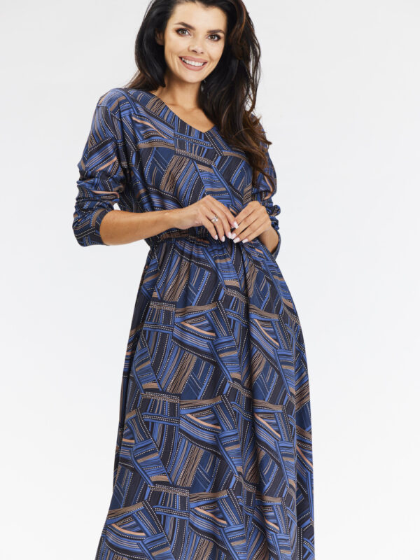 Sukienka Model A666 Navy/Brown Pattern - awama