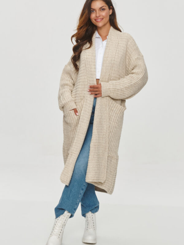 Sweter Kardigan Model S153 Beige Melange - Makadamia