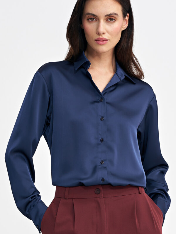 Satynowa koszula body K80 Navy - Nife