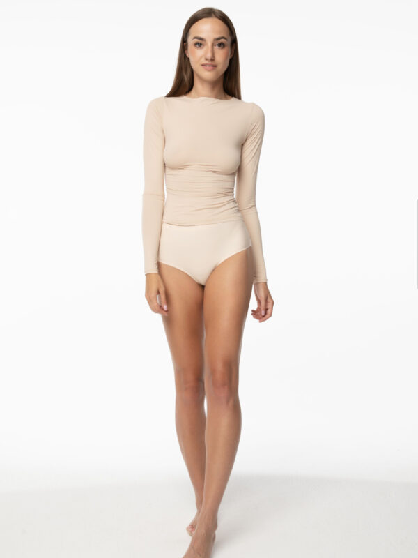 Koszulka nocna T-shirt Model Simple Longsleeve Beige - Julimex