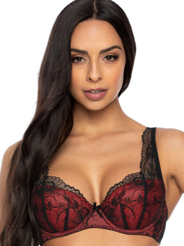 Biustonosz push up Biustonosz Usztywniany Model Percy M-3530/22 Black/Red - Mat
