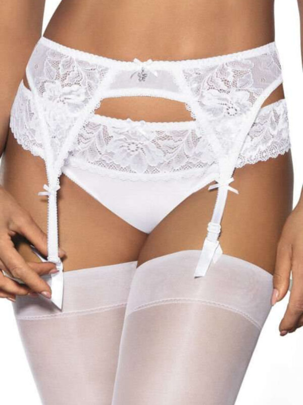 Gorsety, body, pasy Pas do pończoch Model Hannah P-0115/3 White - Mat