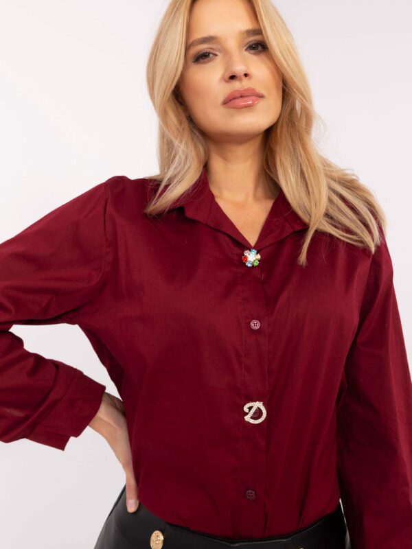 Koszula Damska Model DHJ-KS-20132.04P Bordo - Italy Moda