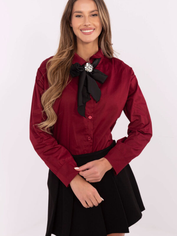 Koszula Damska Model DHJ-KS-9236.92P Bordo - Italy Moda