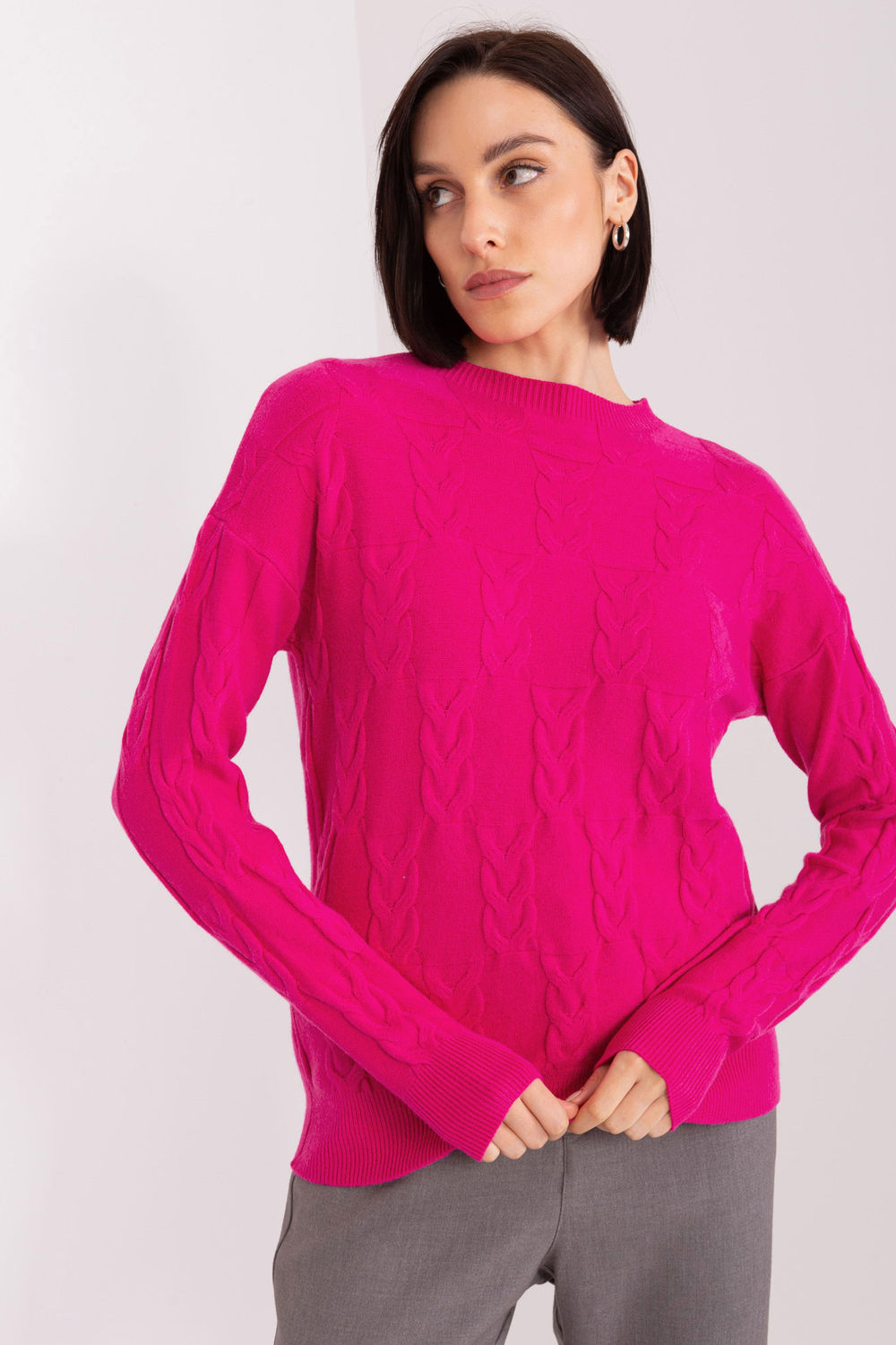 Sweter Damski Model AT-SW-2340.10 Fuksja - AT