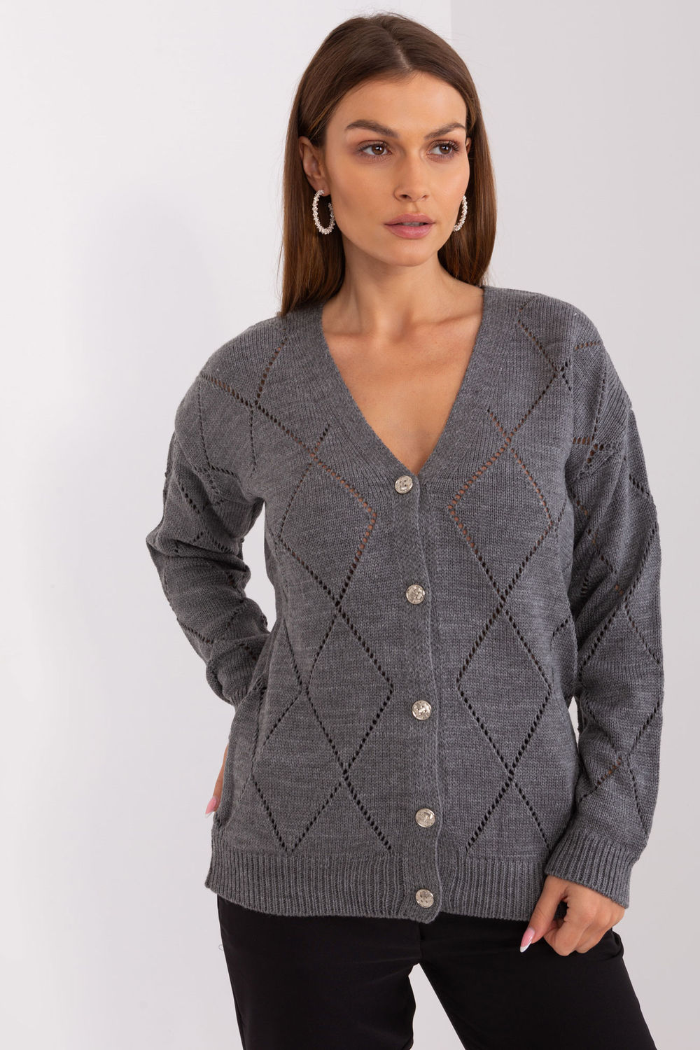 Sweter Damski Model LC-SW-A10-1.19P Dark Grey - Rue Paris