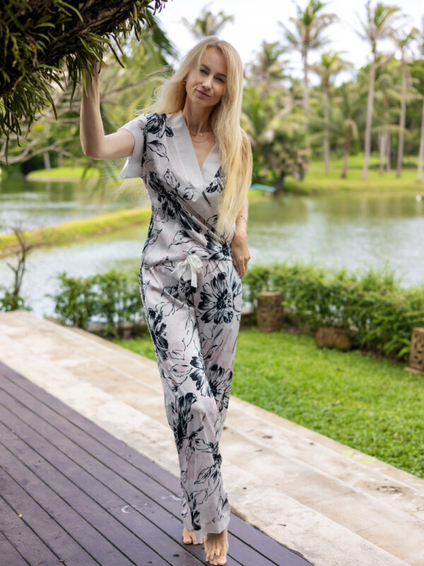 Piżama Komplet Model Alicudi satyna Romance - Kalimo