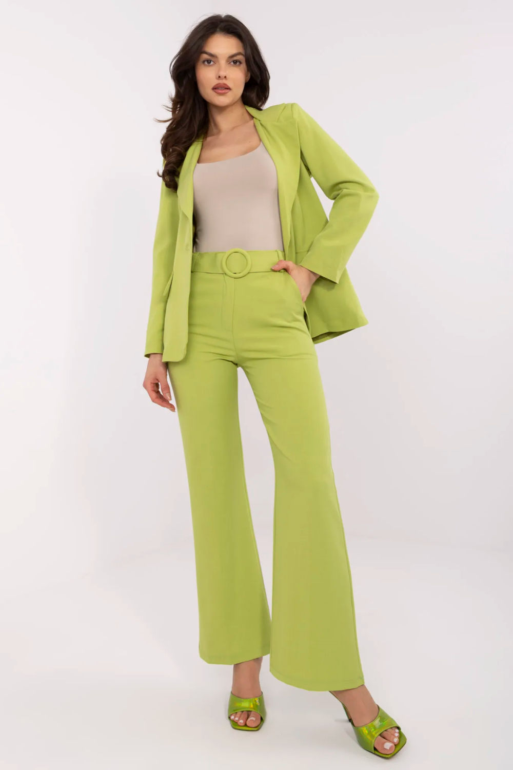 Spodnie Damskie Model DHJ-SP-18737.08 Limonka - Italy Moda