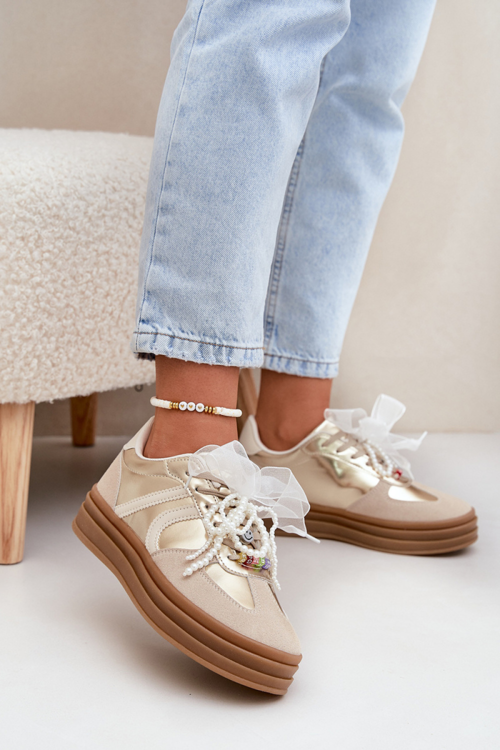 Buty Sportowe Model Vinness C3033 Beige/Gold - Step in style