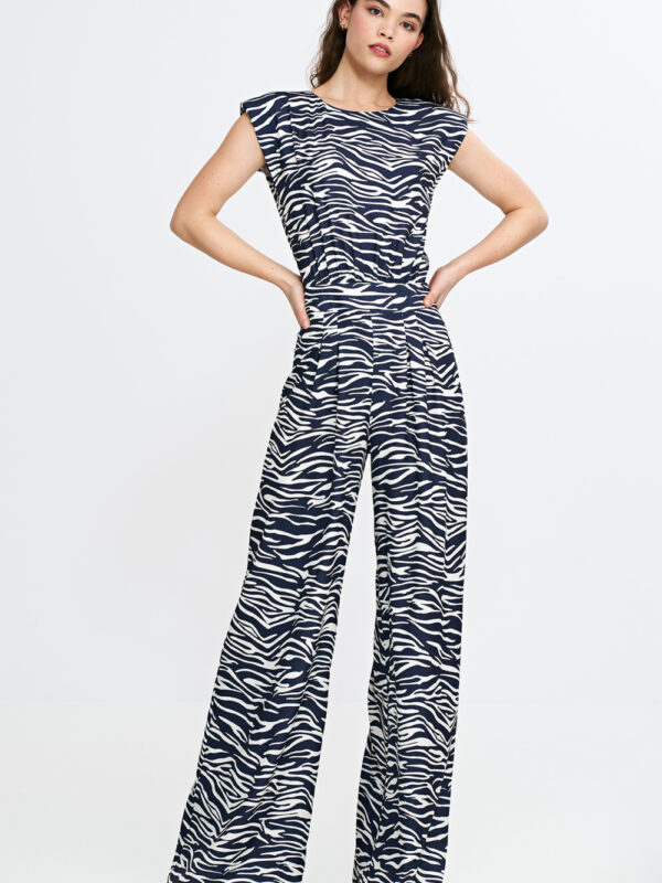 Kombinezon z nogawkami palazzo KM43 Wzór Zebra/Navy - Nife