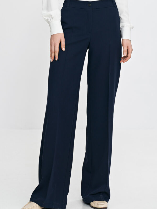 Spodnie wide leg z gumą w pasie SD113 Navy - Nife