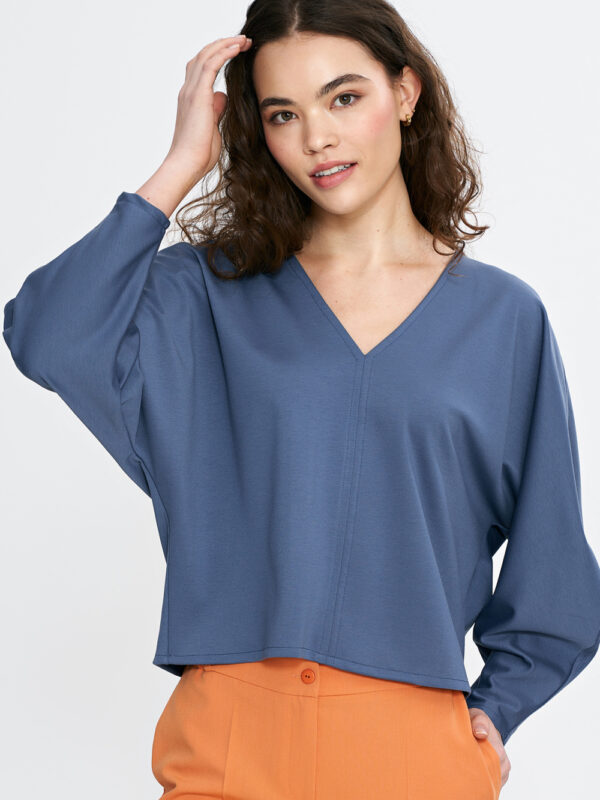 Bluzka oversize z balonowymi rękawami B192 Cobalt - Nife