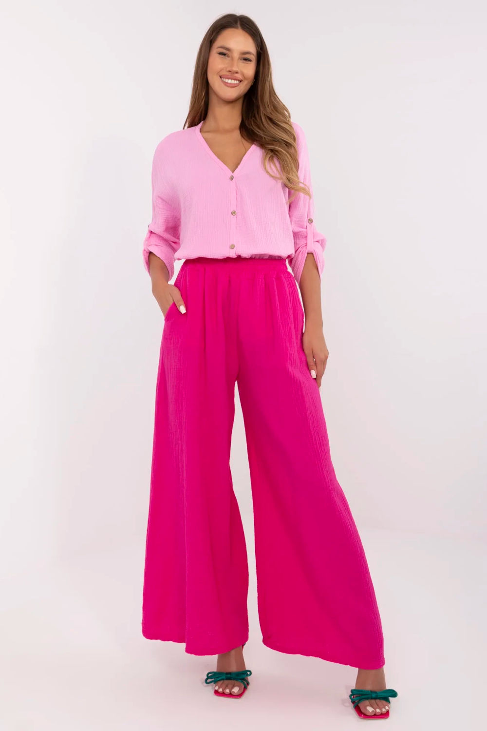 Spodnie Damskie Model MI-SP-2563.84 Fuksja - Italy Moda