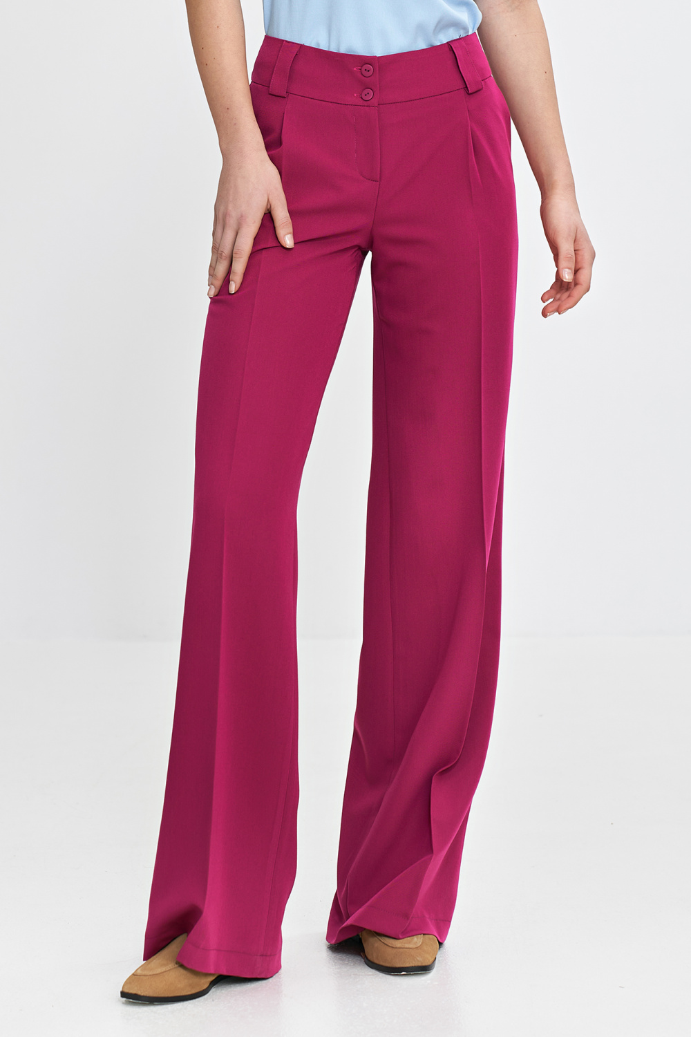 Spodnie wide leg z kantem SD112 Fuksja - Nife