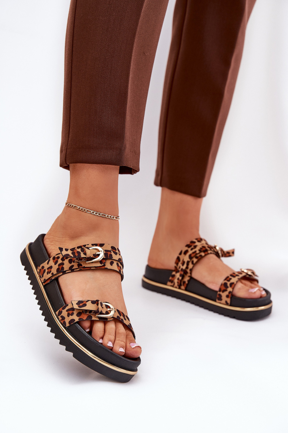 Sandał Klapki Model Ziferte LD-27 Brown Panterka - Step in style