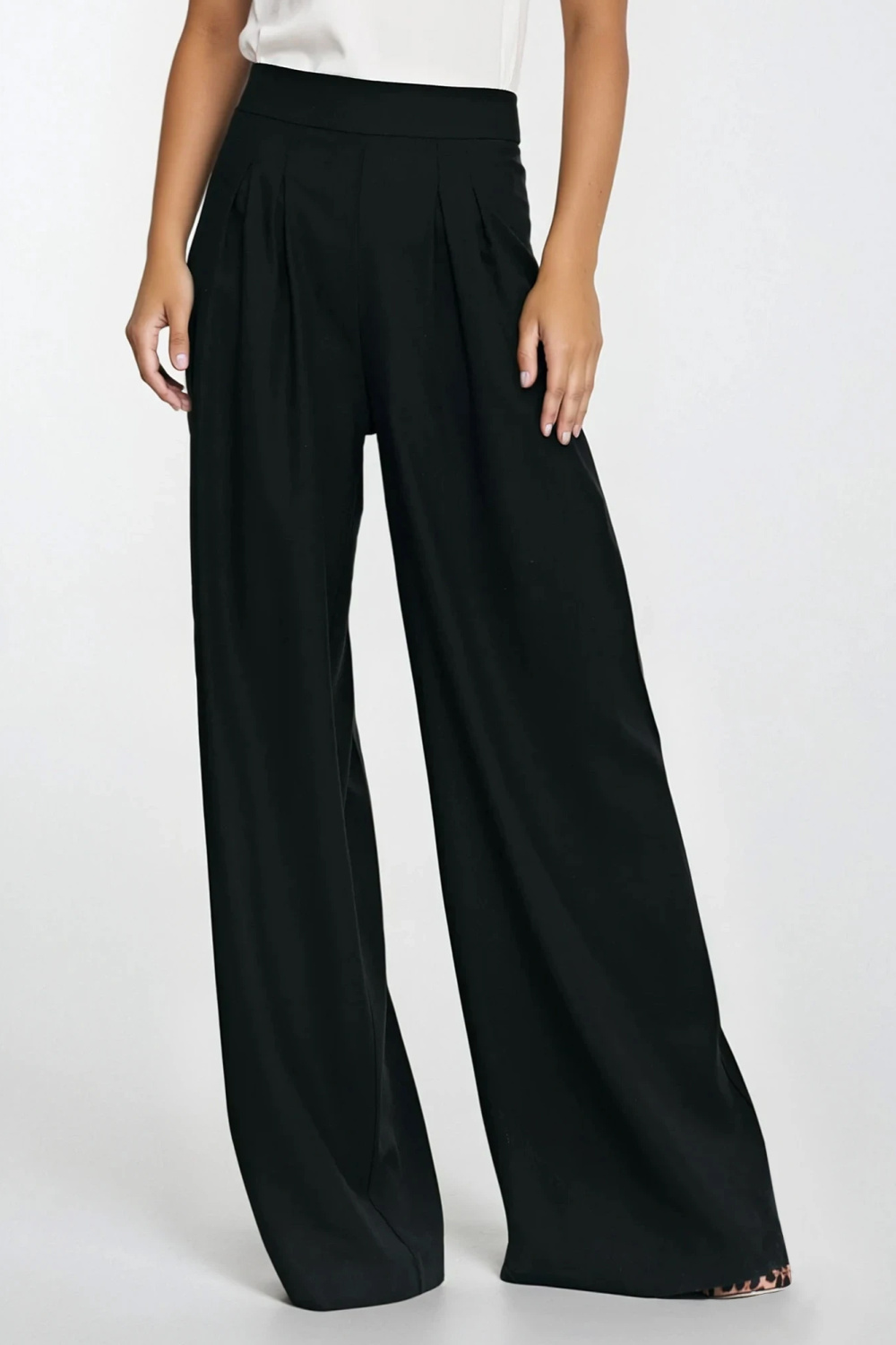 Spodnie palazzo z rayonu SD114 Black - Nife