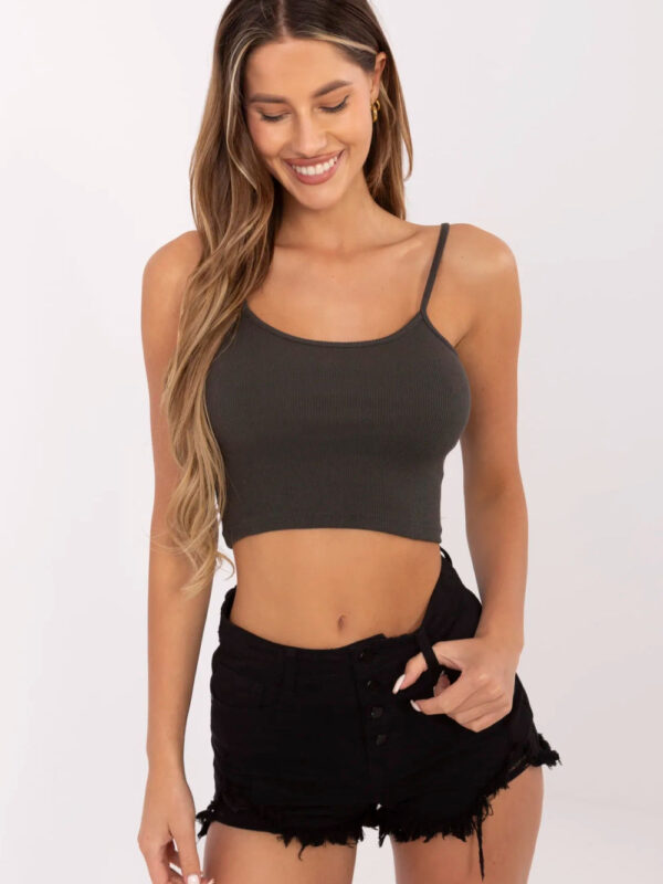 Koszulka Top Model RV-TP-6626.88 Dark Khaki - Rue Paris