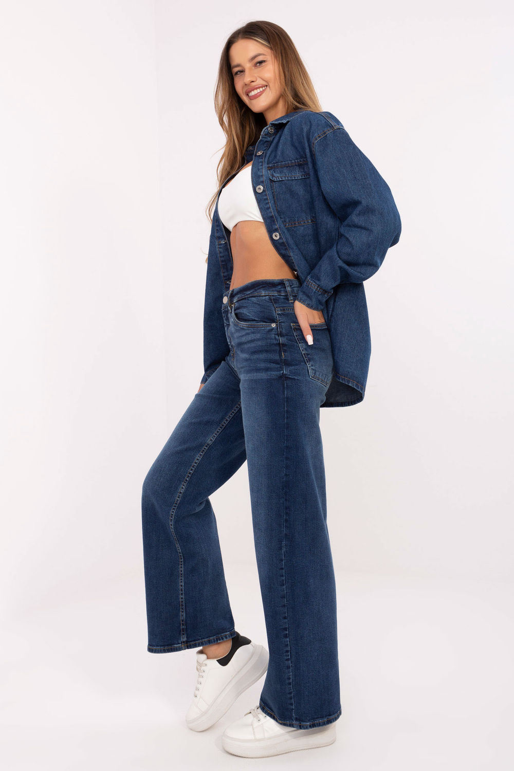 Spodnie Jeansy Damskie Model D85083BI62544D295 Dark Blue - Sublevel