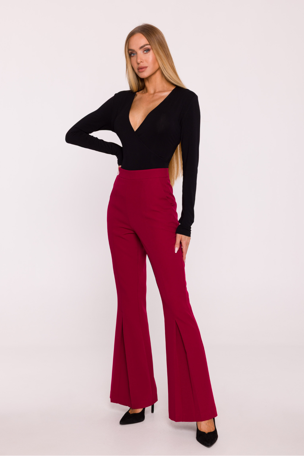 Spodnie Damskie Model MOE874 Bordo - Moe