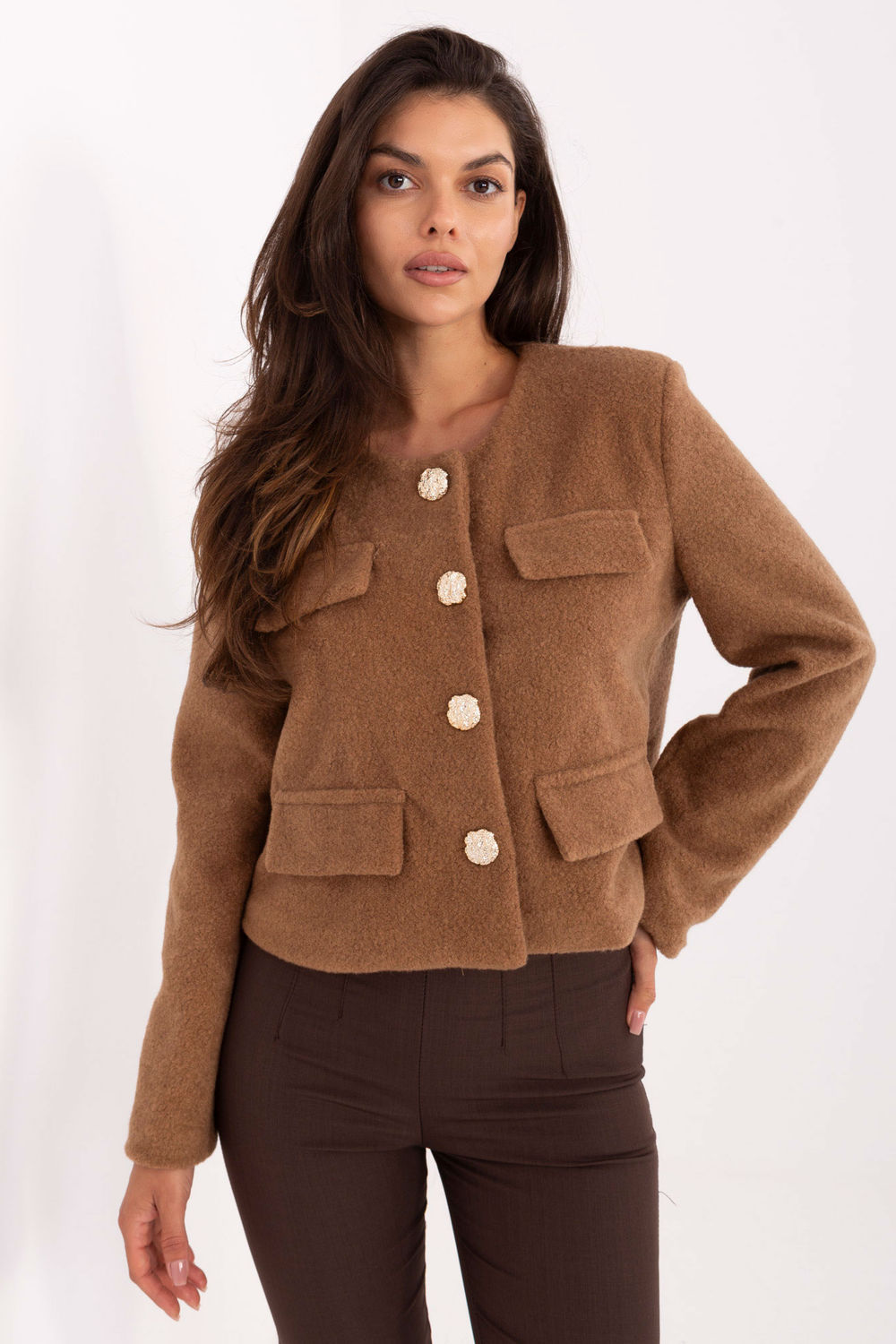 Żakiet Model IT-KR-FL9586.64 Camel - Rue Paris