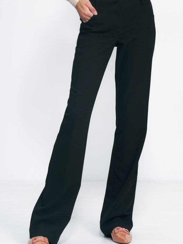 Spodnie Czarne spodnie typu bootcut SD100 Black - Nife