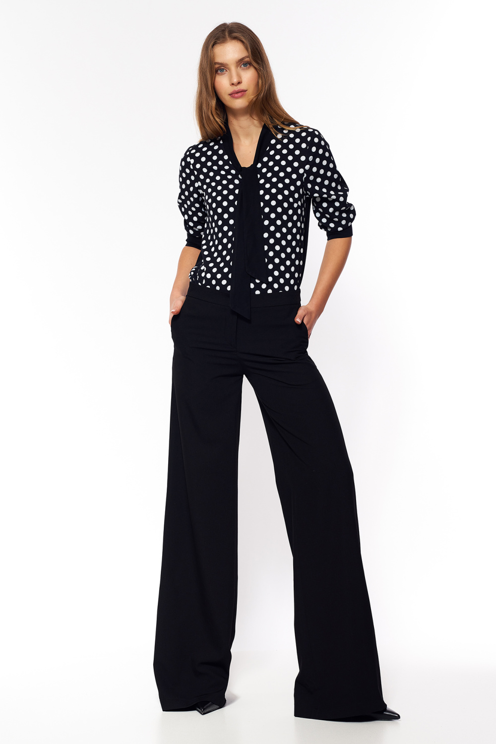 Spodnie Czarne spodnie palazzo SD95 Black - Nife