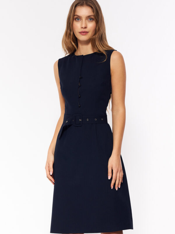 Sukienka Granatowa elegancka sukienka bez rękawów S263 Navy - Nife
