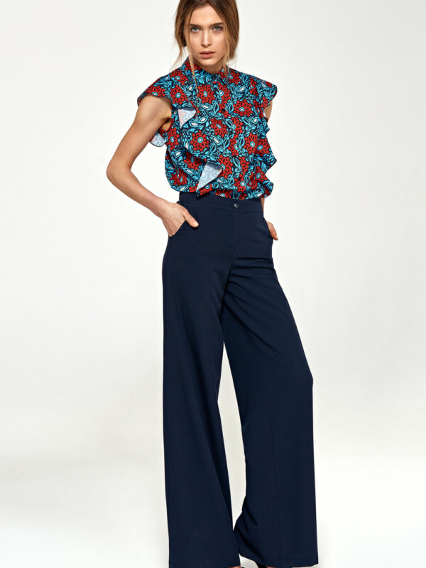 Spodnie Granatowe spodnie typu palazzo SD89 Navy - Nife
