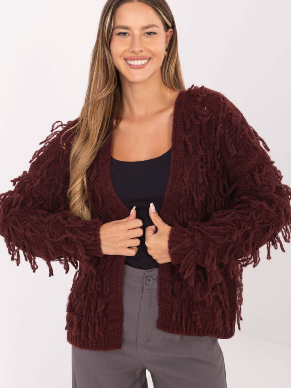 Sweter Kardigan Model MI-SW-1308.21 Bordo - Rue Paris