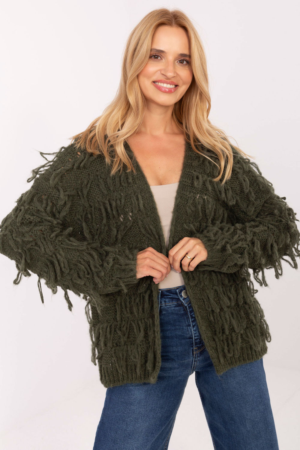 Sweter Kardigan Model MI-SW-1308.21 Khaki - Rue Paris