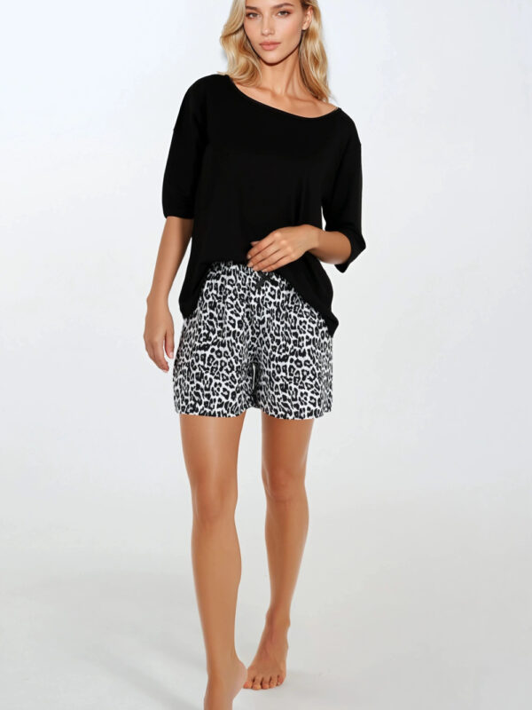 Piżama Damska Model Wild Beautiful 223569 Black - Momenti Per Me