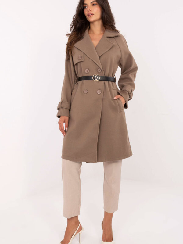 Płaszcz Damski Model IT-PL-FL5712.84 Dark Beige - Rue Paris