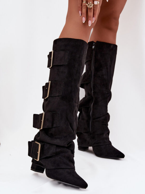 Kozaki Model Isavelle 7677A-1 Black Zamsz - Step in style