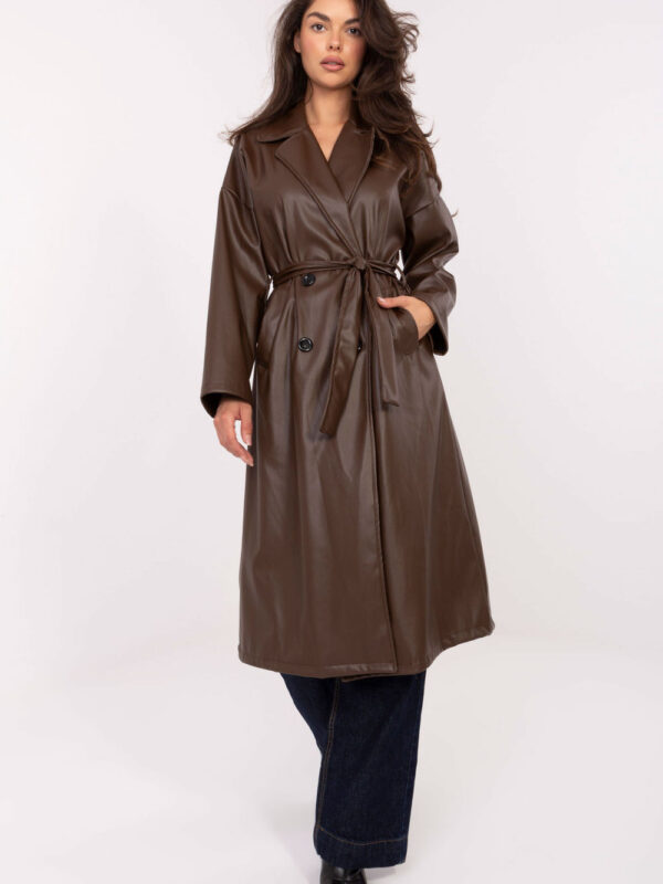 Płaszcz Damski Model IT-PL-A8393.81 Dark Brown - Rue Paris