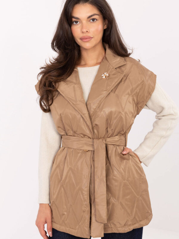 Kamizelka Model IT-KZ-FL9603.87 Camel - Rue Paris